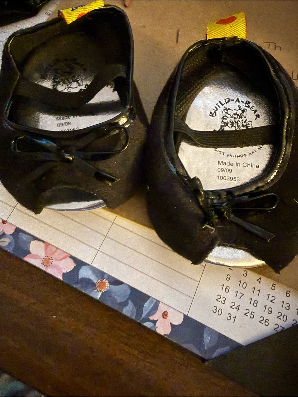 Black Build-A-Bear black peep toe shoes with bow detail